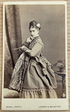 Lady with Thoughtful Gaze - Paisley shawl, Fan, Bustle Dress, Mayall CDV  c1870