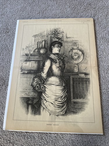 1882 wood engraving print - wood,
