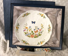 Aynsley Cheese Cake Plate and Chee Knife in Original Box. Cottage Garden Design.