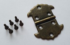 4x Brown Small Hinges for Wood Box Door Wooden Chest Vintage Doll House + Screws