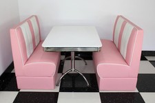 American Diner Furniture 50s Style Retro White Table And 2 Pink  Booths