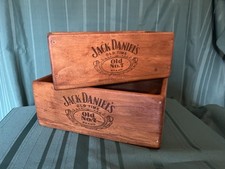 PAIR OF JACK DANIEL’S NESTING STORAGE CRATES BOXES MADE FROM RECLAIMED TIMBER