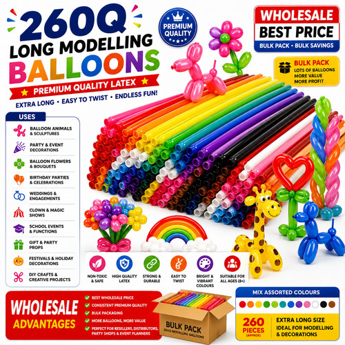 100 long plain balloons - plain,