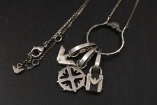 EMPORIO ARMANI .925 STERLING SILVER Multicharm Logo Pendant Necklace, 15g - P25