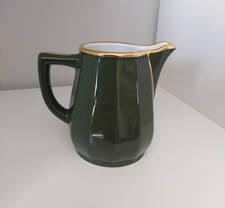 Vintage Apilco France Porcelaine Milk Cream Jug Green Gold Bistro Stylish