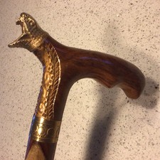 Walking Stick Very Unusual With A Brass Snake Head On Derby Handle