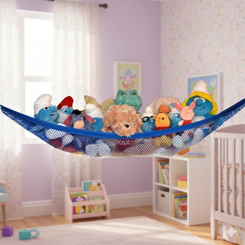 Blue soft toy storage - blue,