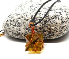 CITRINE MERKABA STAR COPPER WIRE Necklace Citrine Pendant Reiki Healing Crystal