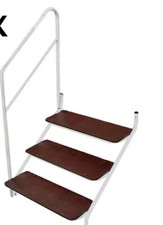 4 x 3 TREAD STEPS IN WHITE WITH HANDRAIL CARAVAN LODGE BOLT ON STATIC BULK ORDER