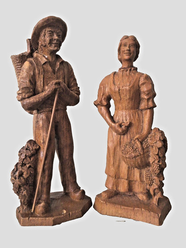 Pair hand carved wooden
