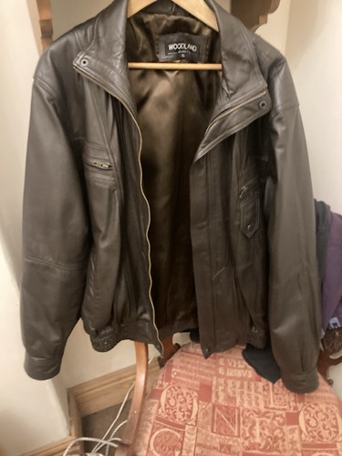 Leather woodland bomber - xl,