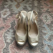 Dune Gold Wedges Wedge Sandals Rope Size 5 Peep Toe