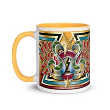 CLASSIC FAIRGROUND Artwork Mug Gold Yellow Funfair Ride Waltzer Skid Roundabout