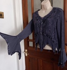 Vtg Look Indian Embroidered Witchy Whimsy Goth Top Size S M LARP Medieval Boho