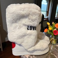 WOMENS TALL MOSCHINO SNOW BOOTS WHITE SIZE UK 7