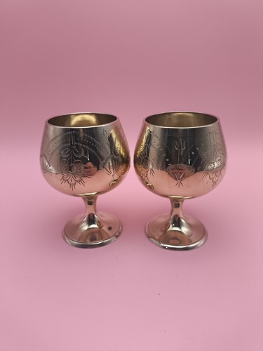 Silver plate wine goblets pair - silver,