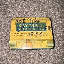 Antique Empty Metal Hinged Tin Box Glycerin Suppositories Warrick Bros Ltd