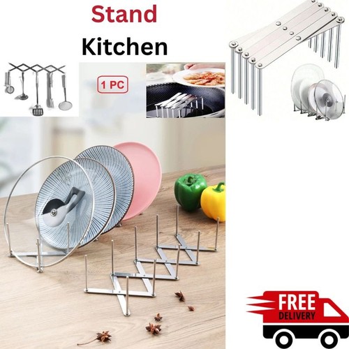 Adjustable pot pan lid stand - adjustable,