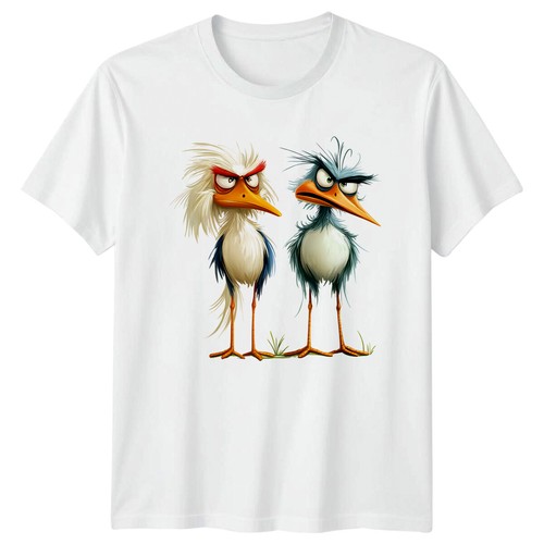 Grumpy cartoon birds animals - birds,