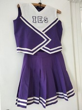 Vintage Cheerleader Uniform, Genuine, Purple And White, Pleated Skirt And Top