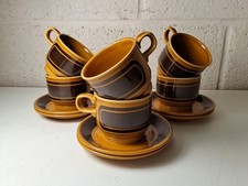 Retro Vintage Royal Alma Staffordshire Ironstone Brown Cup & Saucer *Set of 6*