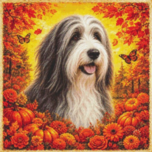 Bearded collie autumn - bearded, time