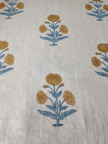 Hand block printed linen - printed,