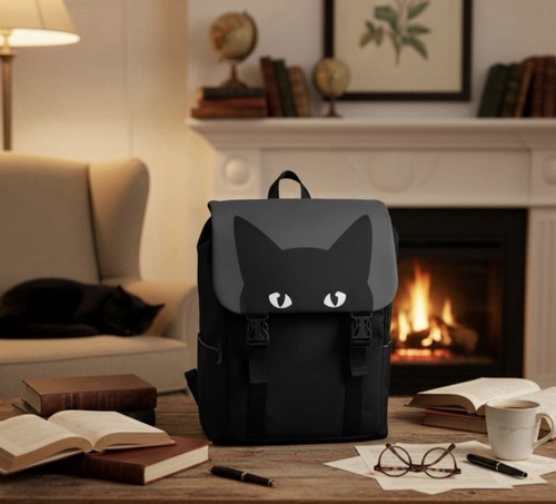 Black cat messenger - black,