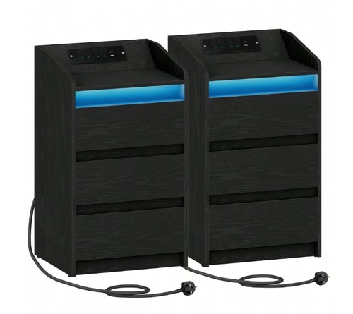 Led bedside table - led, drawers