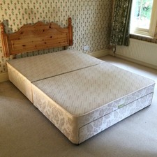 Sleepeezee Double Bed Divan Base on Castors with Large Drawer and Pine Headboard