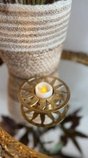 Vintage Brass Tea Light Holder celestial sun