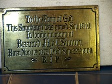 ANTIQUE BRASS ENGRAVED MEMORIAL PLAQUE - BERNARD J Le COUTEUR SUMNER 1875-1909