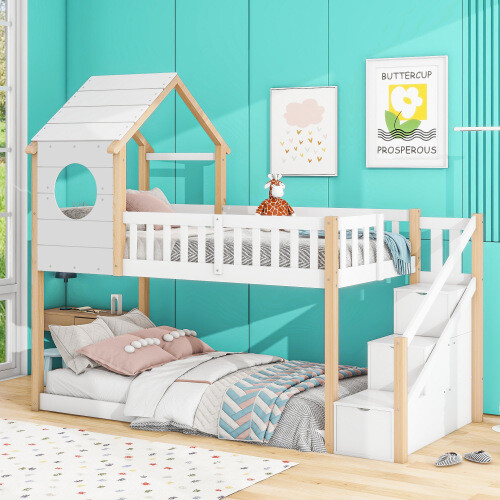 Cabin house bunk bed solid - bunk,