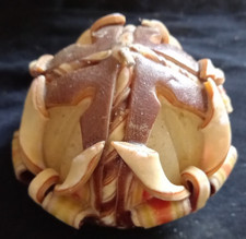 VINTAGE HAND CARVED BROWN DOME WAX CANDLE - NEVER LIT  --  l