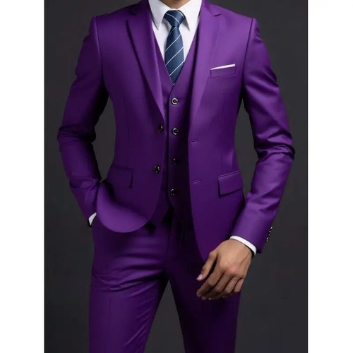 Men piece suit blazer vest - 3,