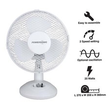 9 Inch Desktop Air Cooling Fan Oscillating Tabletop Office Home 2 Speed Cool