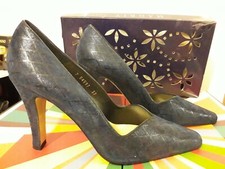 Magrit High Heels Shoes Party Summer Spring Office Navy Blue Court Leather 37