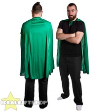 GREEN ADULTS SUPERHERO CAPE FANCY DRESS COSTUME COMIC BOOK FILM HERO HALLOWEEN