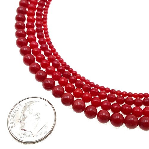 Red bamboo coral smooth round - bamboo,