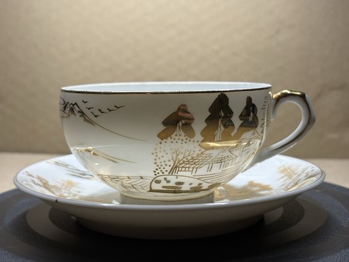 Kutani teacup saucer fuji - kutani,