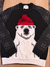 Mens Polar Bear Pom Pom Hat Next Christmas Jumper Size Medium