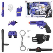Kids Police Role Play Set Toy Gun Handcuffs Badge Walkie Talkie Kit