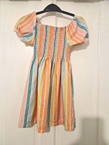 Girls striped smocked puff - striped,