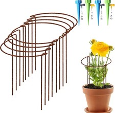 8 Pack Rusty Bow Plant Support Stakes, Half round Flower Support 30x60cm