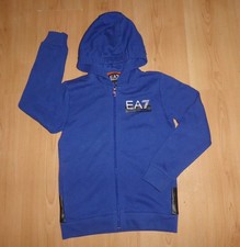 BOYS EMPORIO ARMANI EA7 BLUE HOODED ZIP THROUGH TRACK TOP HOODIE AGE 10