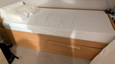 Brimnes oak effect Single Trundle Bed with Drawers