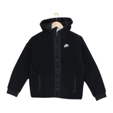 Nike Sherpa Fleece Jacket Boys Size L Black Hooded Full Zip