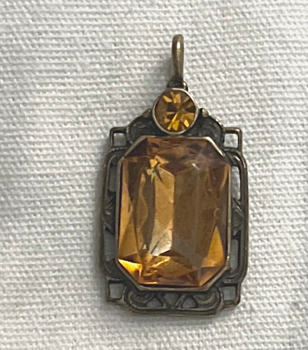 Gold tone glass art deco - glass,
