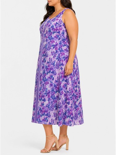 Ladies purple floral print - ladies,