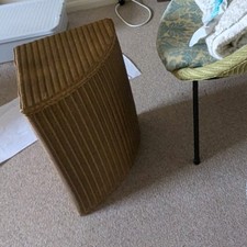 Lloyd Loom Corner Laundry Basket Gold Original Paint Vintage